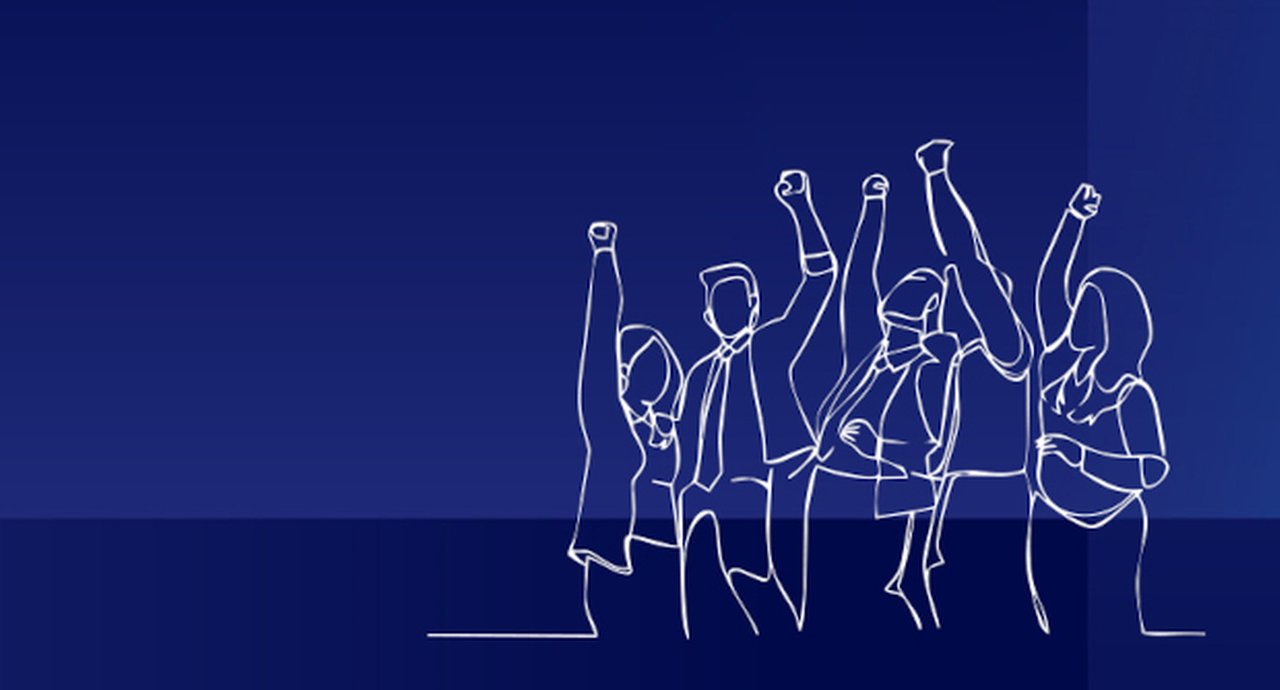 Vector image of a group of people celebrating