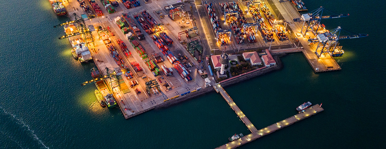 Night View Of Tianjin Port